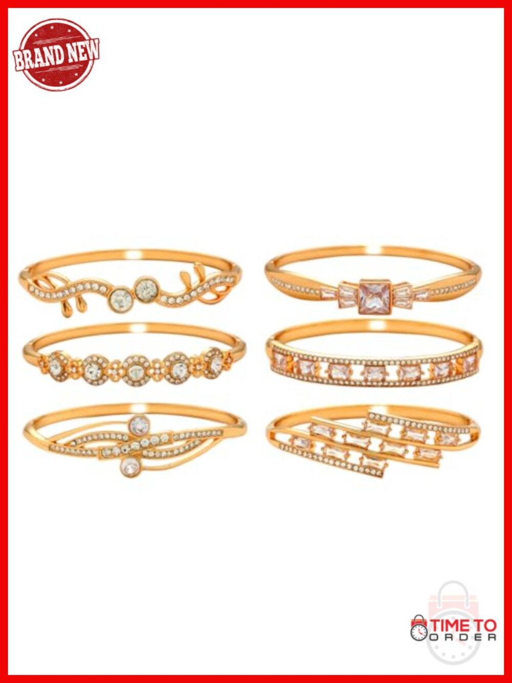 6 Pack 18K Gold Plated Bangles Bracelet Set Dainty Stackable